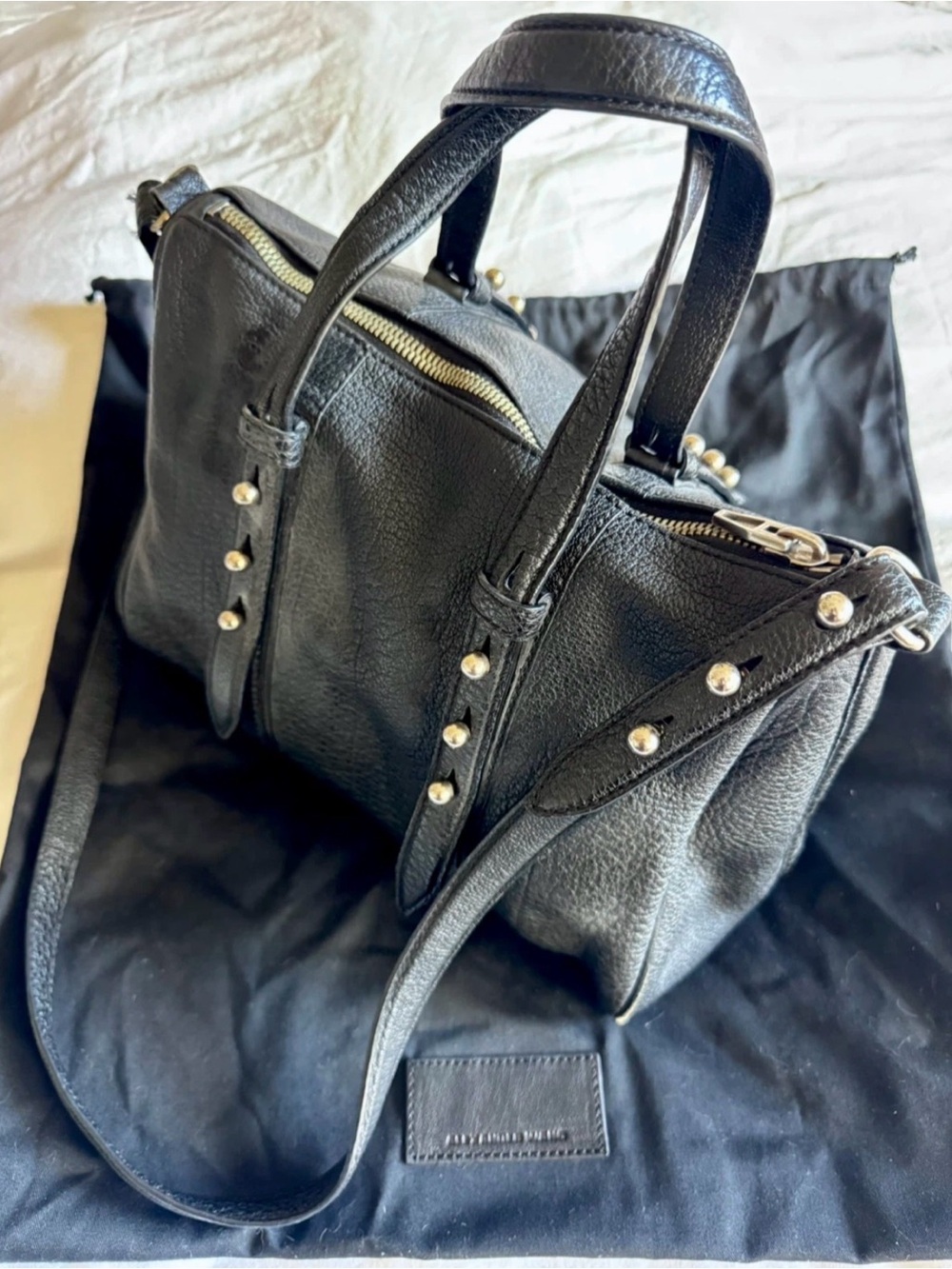 Alexander Wang Daria Black Pebbled Leather Satchel Bag